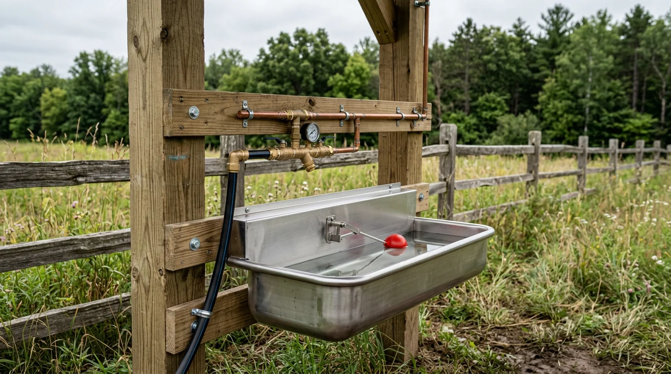 Automatic livestock drinking system installed in pasture